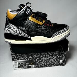 Size 7.5 - Nike Air Jordan 3 Retro Black Gold 2022 Women's Shoes